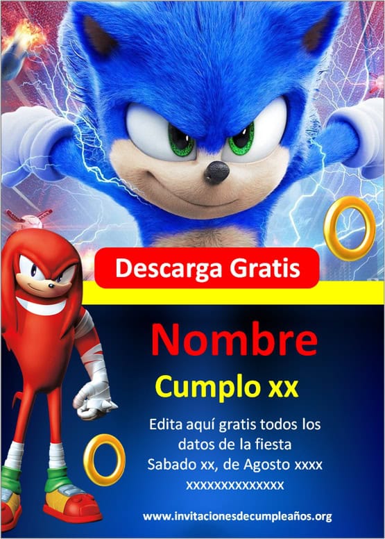 Convite Sonic animado para editar en 2023  Tarjeta de cumpleaños hombre,  Invitaciones digitales, Cumpleaños de sonic